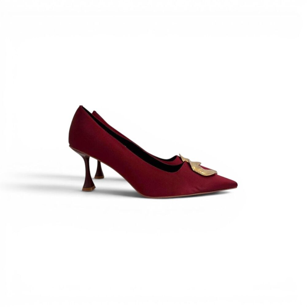 SMASH Shoes Women's Raya Pointed-Toe Burgandy Satin Pumps, NWT! Size 14